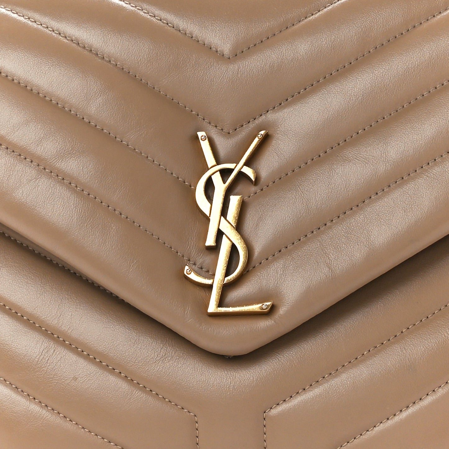 Calfskin Y Quilted Monogram Medium Loulou Chain Satchel Dark Latte