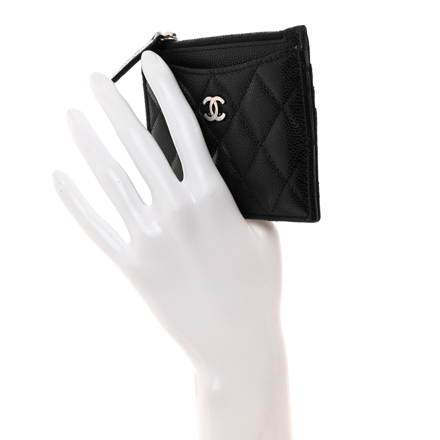 Chanel Caviar Quilted CC Zip Card Holder Black 2 of 7