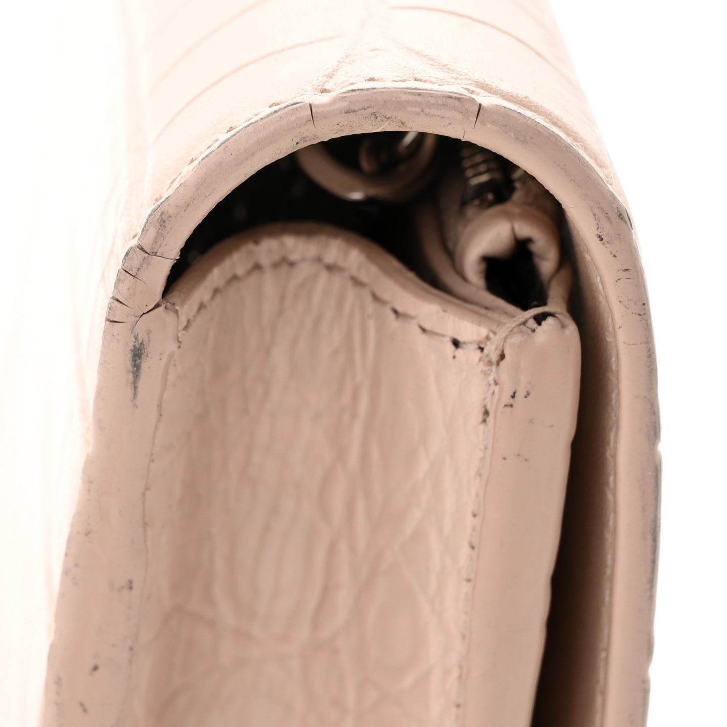 Calfskin Crocodile Embossed Kate Monogram Tassel Chain Wallet Marble Pink