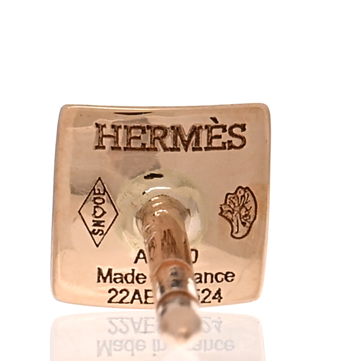 Hermes 18K Rose Gold Diamond Clou d'H Stud Earrings 4 of 5