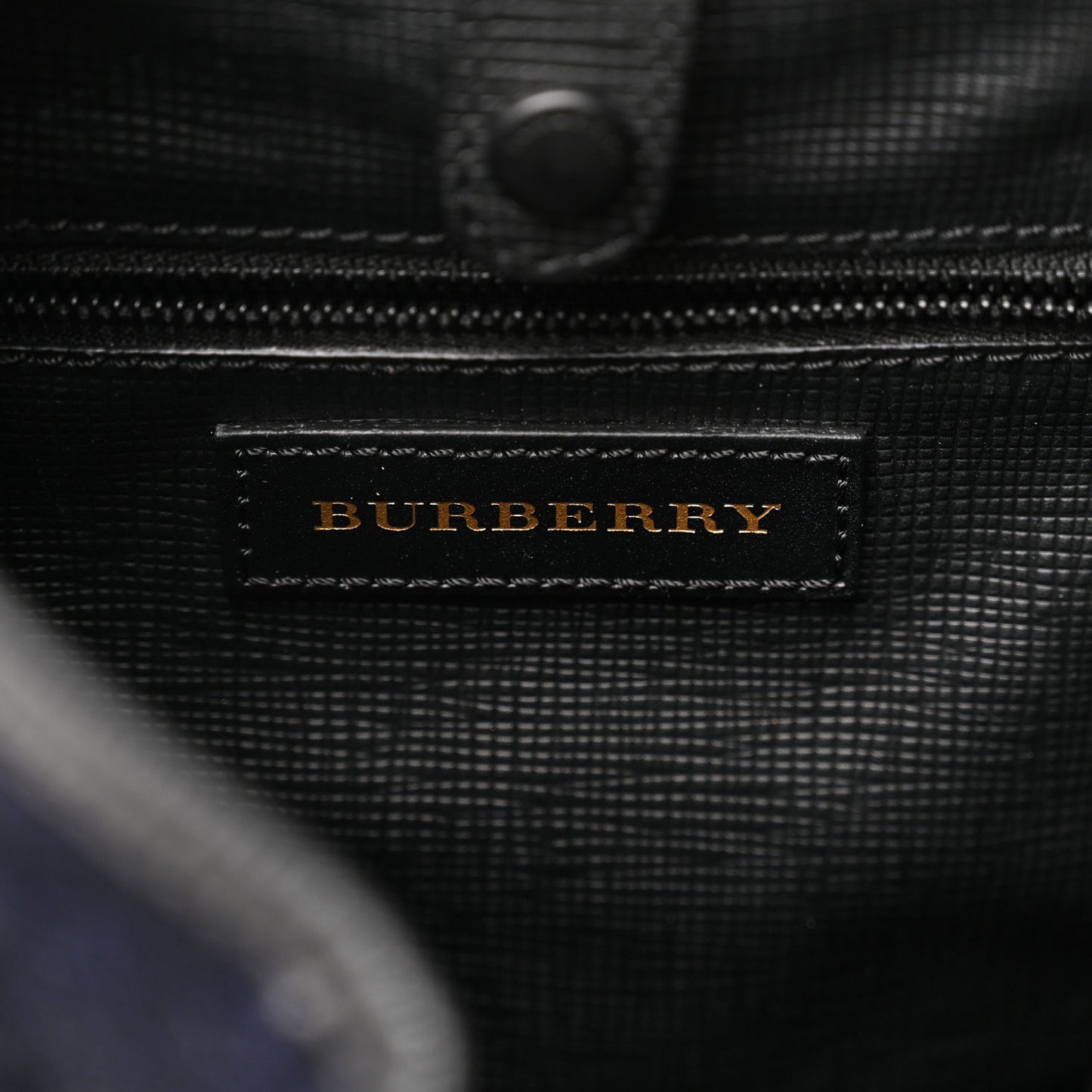 Wool Check Duffle Rucksack Backpack Indigo Blue