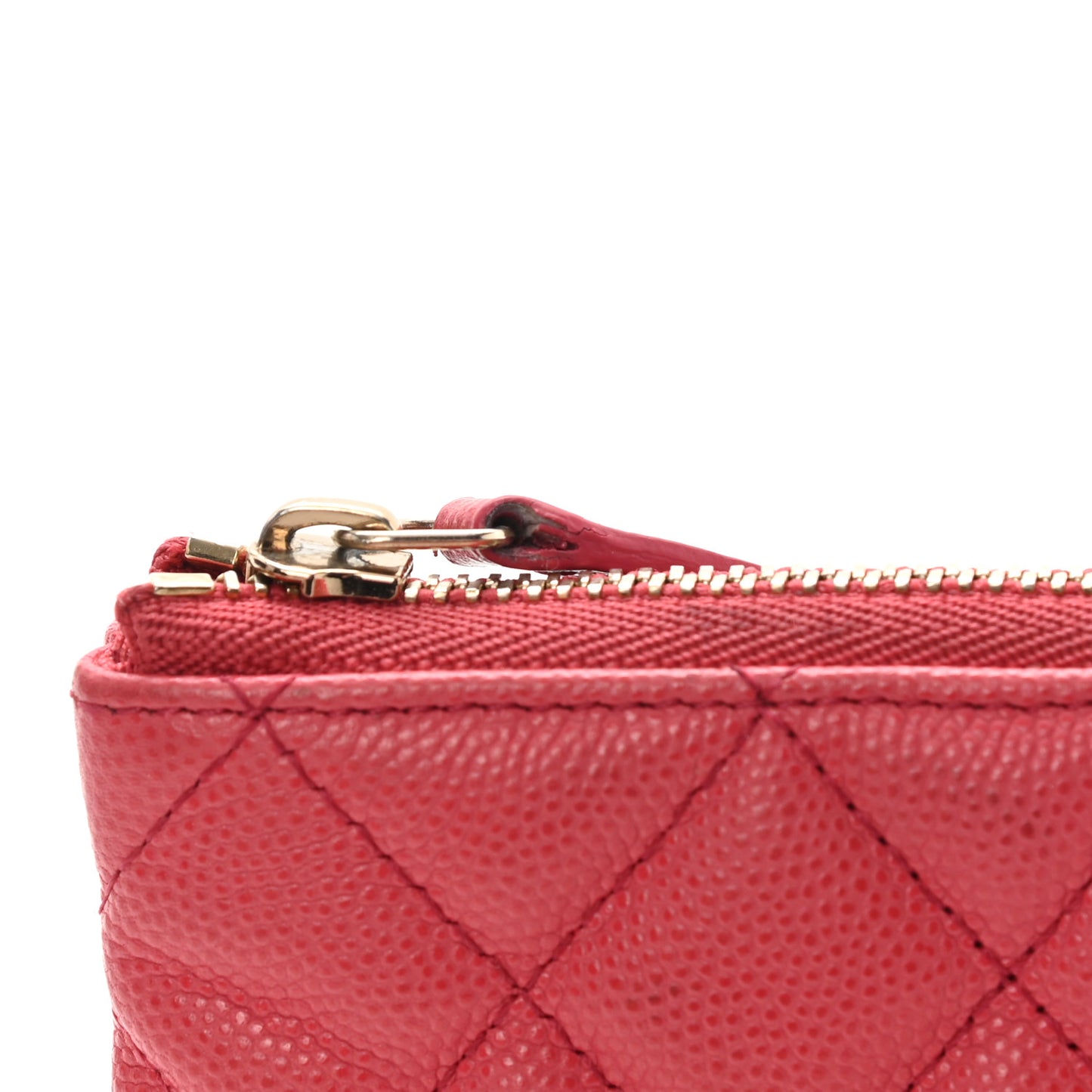 Caviar Quilted Small Cosmetic Case Dark Pink