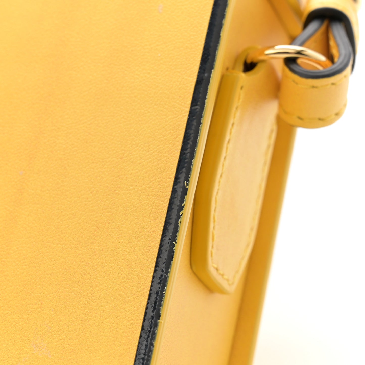 Vitello Fluffy Logo Horizontal Box Crossbody Bag Yellow Box Black