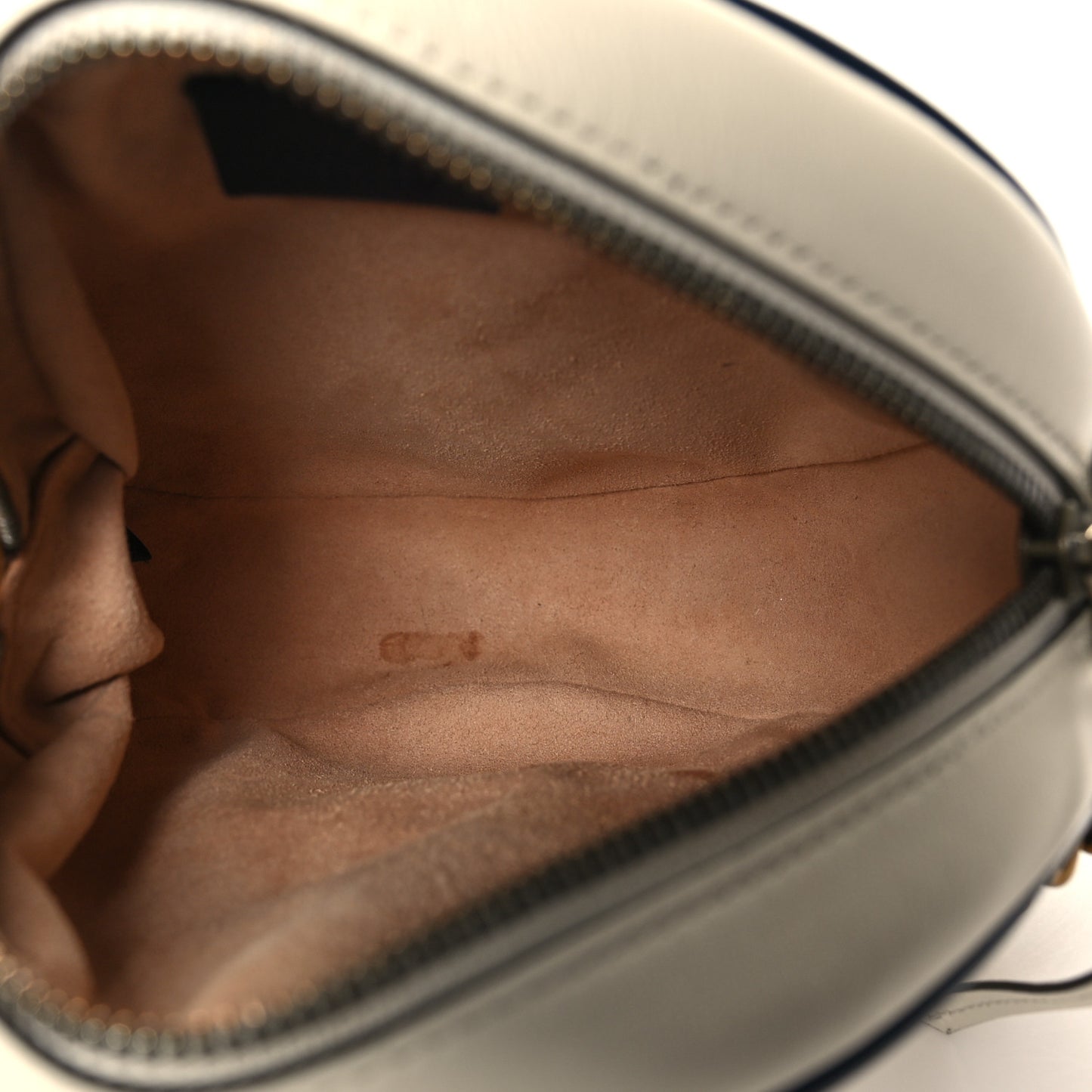 Azalea Calfskin Matelasse Diagonal Mini Torchon GG Marmont Round Shoulder Bag Mystic White Blue Agata