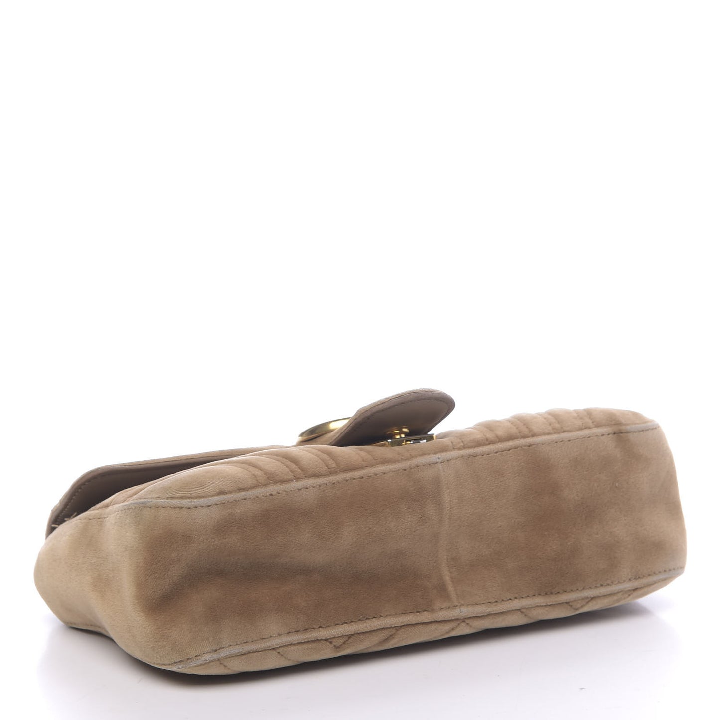 Velvet Matelasse Small GG Marmont Shoulder Bag Taupe