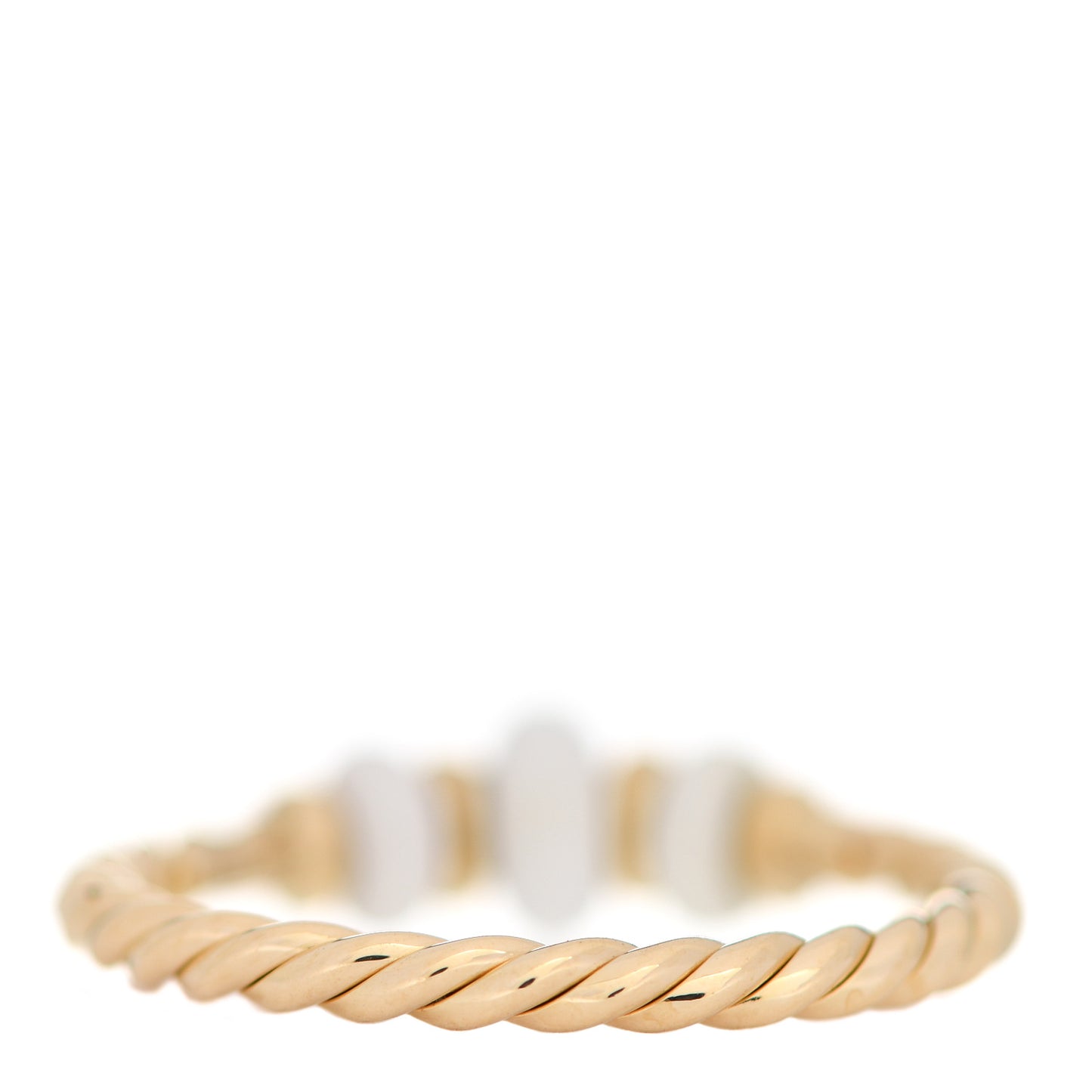18K Yellow Gold White Agate Rio Rondelle Ring 54 7