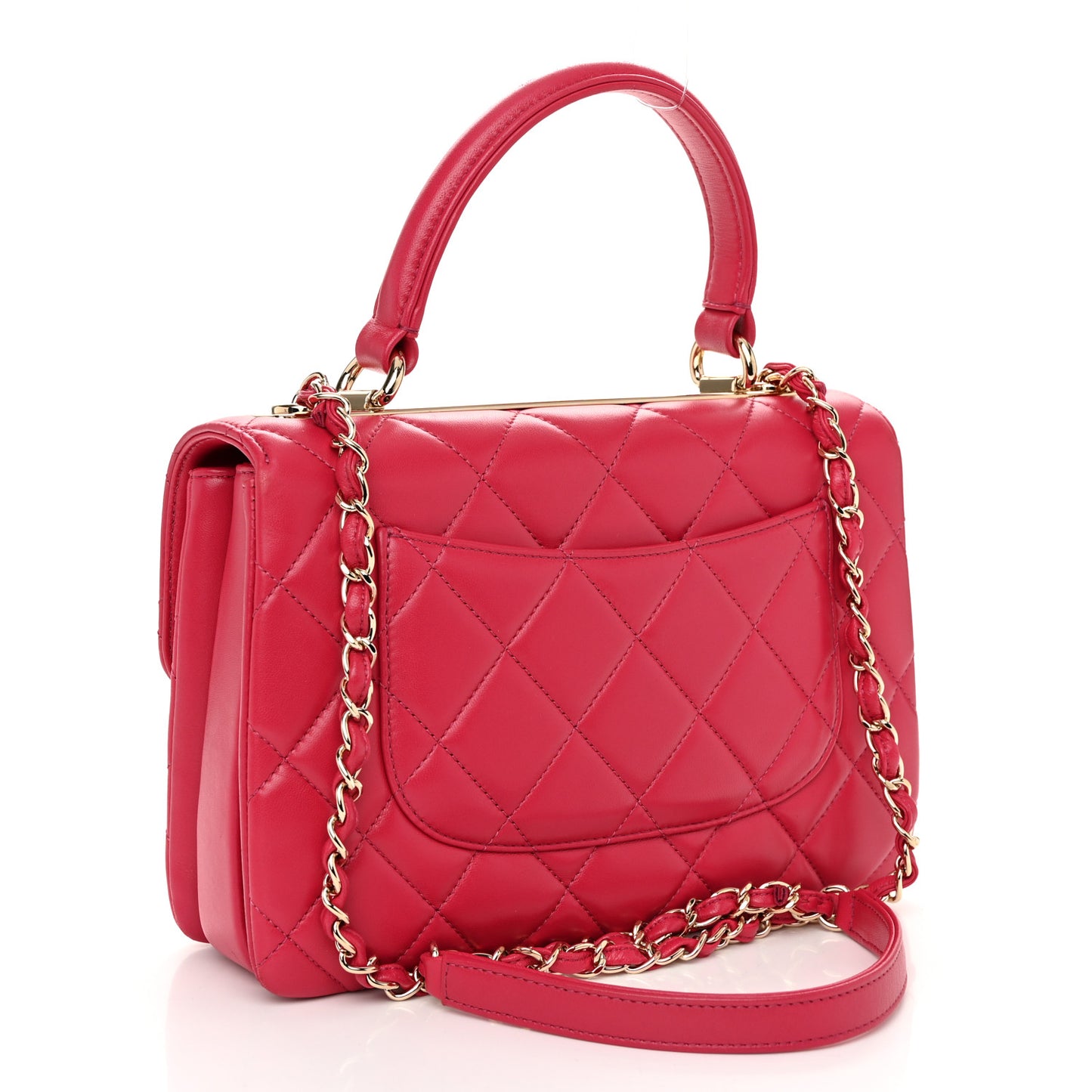 Lambskin Quilted Small Trendy CC Flap Dual Handle Bag Dark Pink
