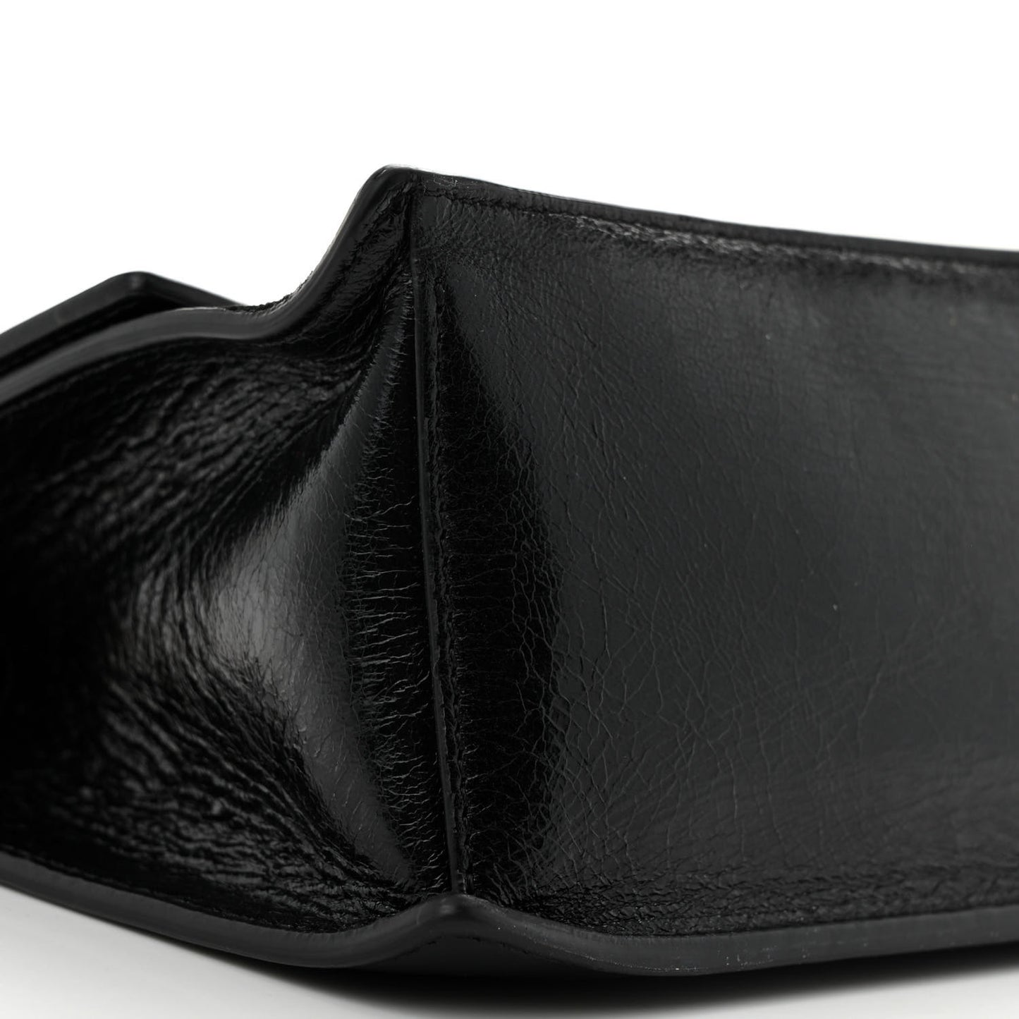 Agnello Old Shine Small Kan U Shoulder Bag Black
