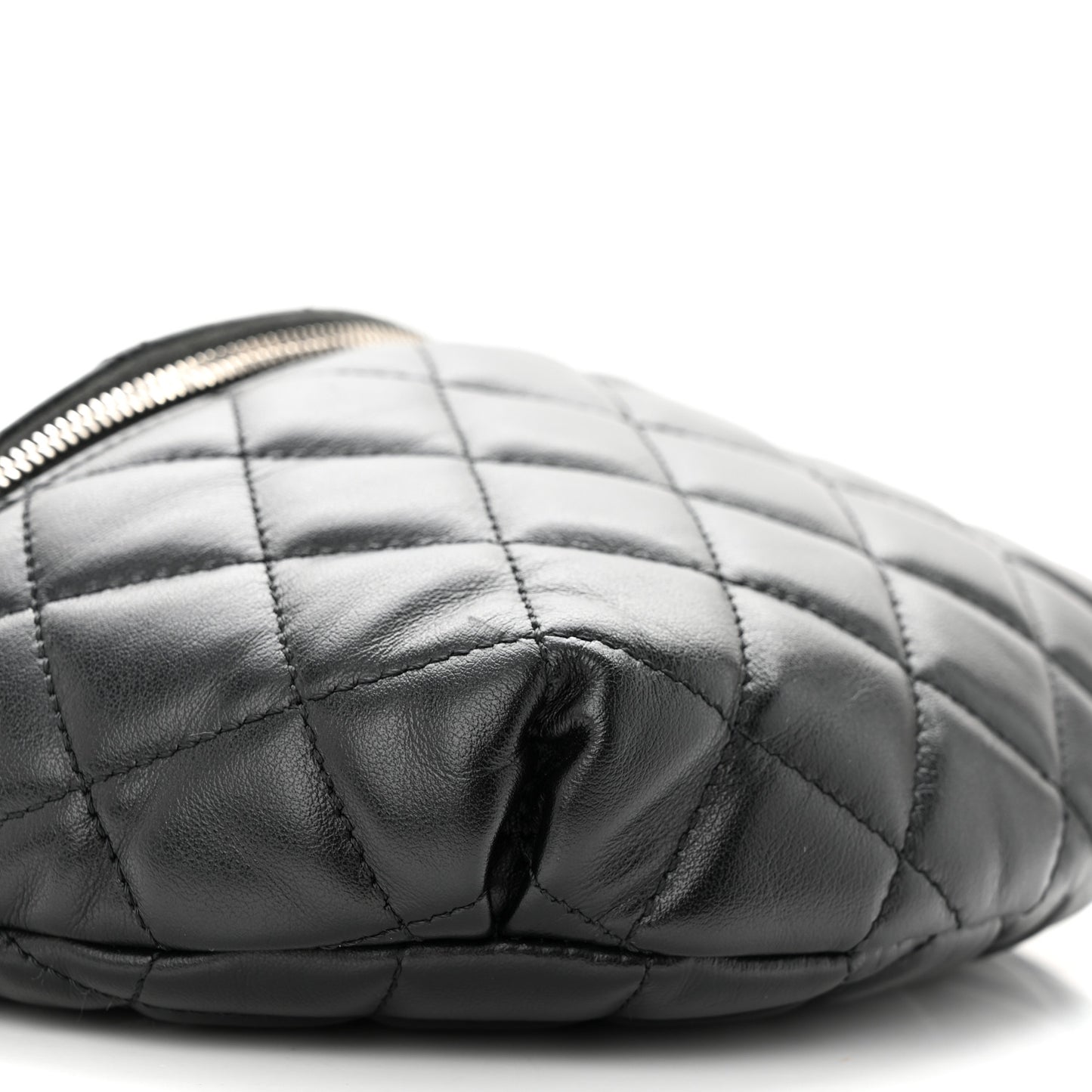 Calfskin Quilted Waist Belt Bag Black