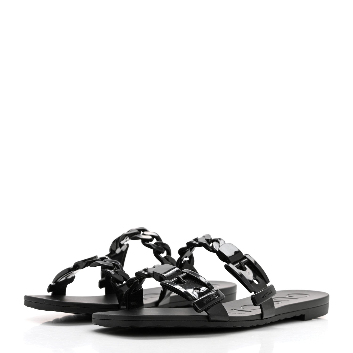 Gucci Rubber Womens Slide Sandals 38 Black 3 of 9