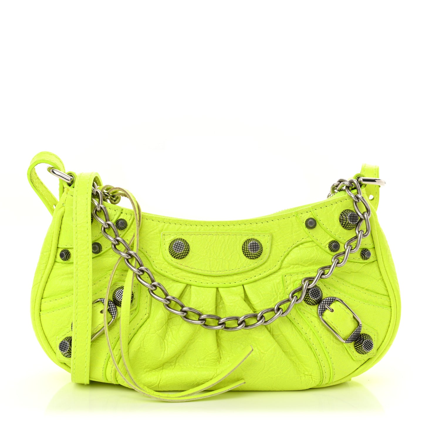 Agneau Arena Le Cagole Chain Shoulder Bag XS Fluo Yellow