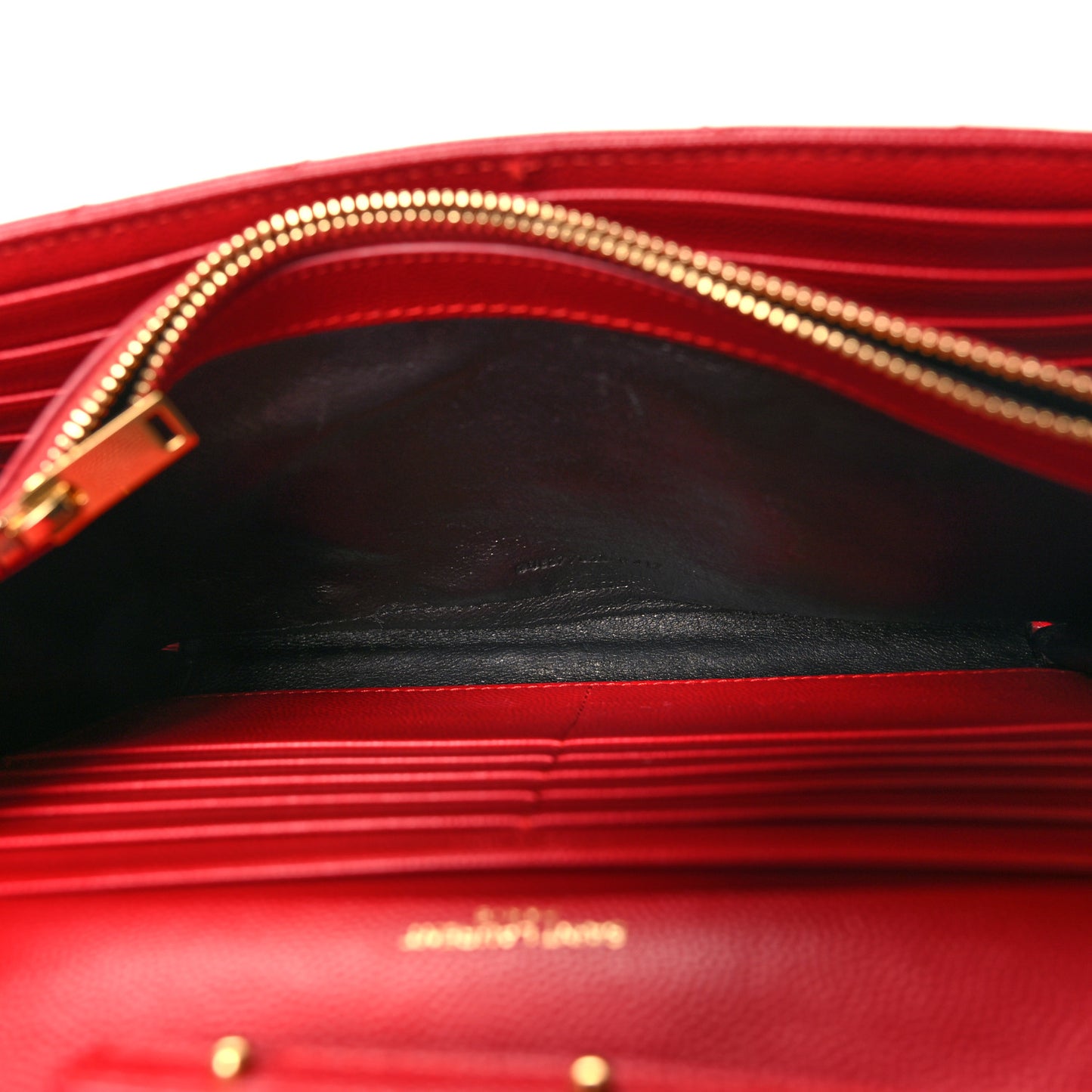 Grain De Poudre Matelasse Chevron Monogram Chain Wallet Red