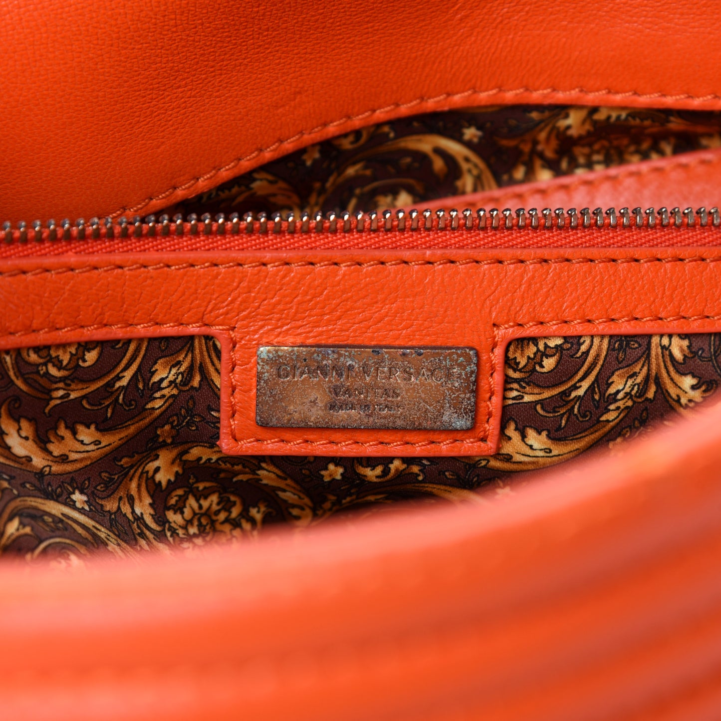 Barocco Quilted Nappa Altea Vanitas Satchel Orange