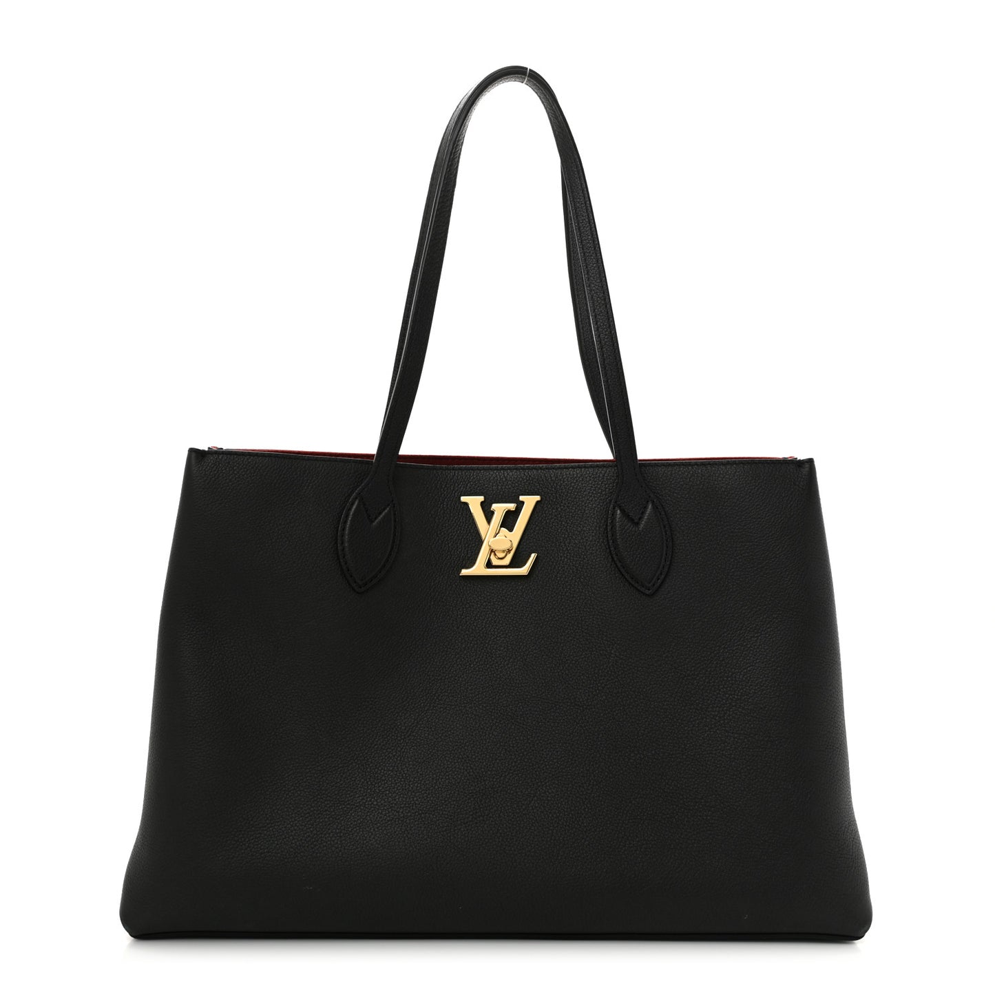 Grained Calfskin Lockme Shopper Black