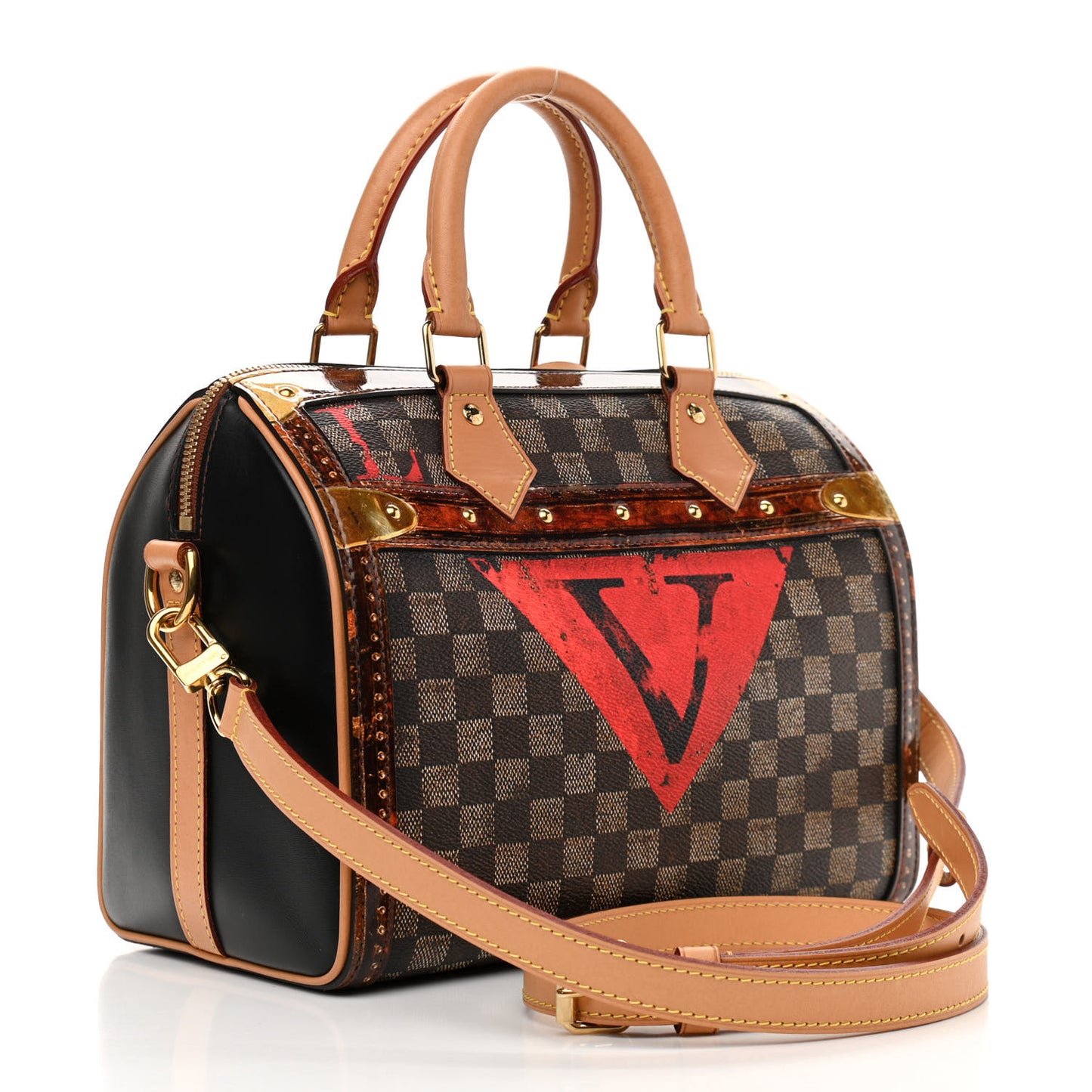 Transformed Damier Ebene Time Trunk Speedy Bandouliere 25 Black
