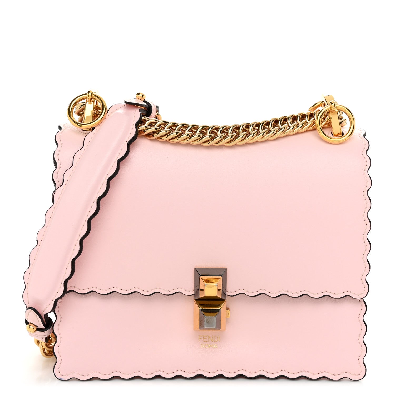 Fendi Vitello Liberty Scalloped Studded Small Kan I Shoulder Bag Confetto 1 of 10