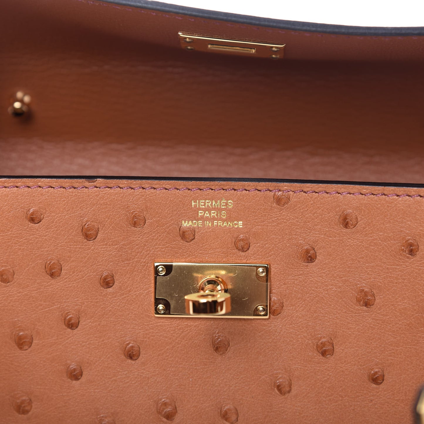 Ostrich Kelly Wallet To Go Gold