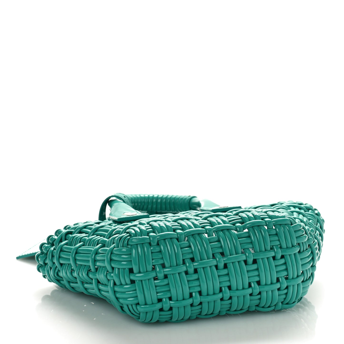 Faux Calfskin Braided Varnished XXS Bistro Basket Green