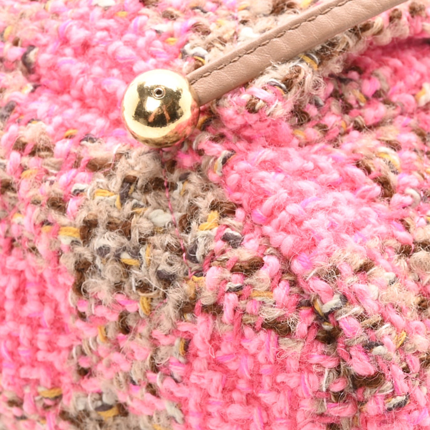 Wool Tweed Elegant Backpack Pink Brown