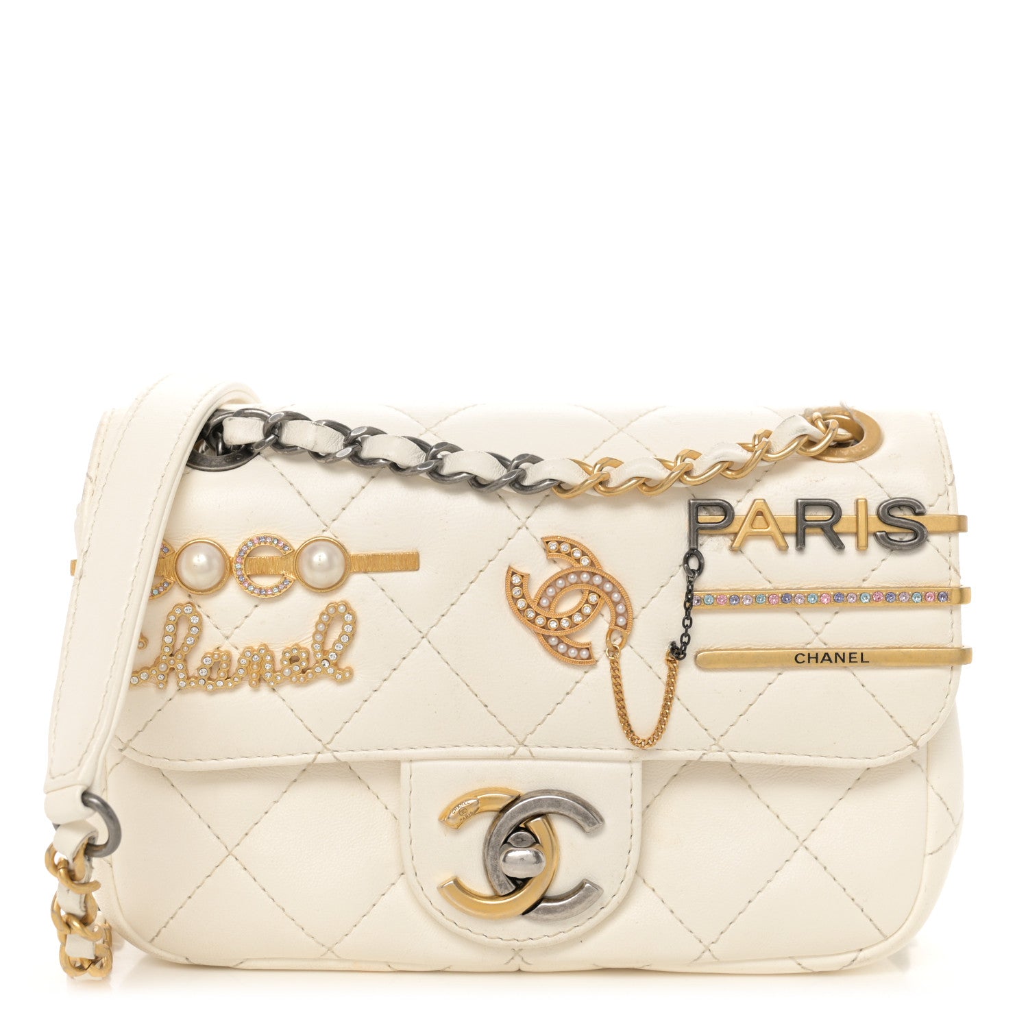 Chanel Lambskin Quilted Mini Coco Clips Flap White 1 of 12