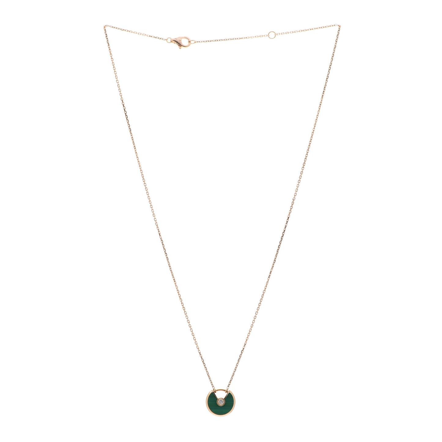 18K Pink Gold Diamond Malachite XS Amulette de Cartier Pendant Necklace