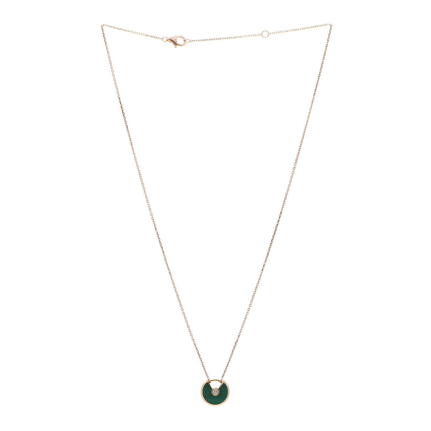 Cartier 18K Pink Gold Diamond Malachite XS Amulette de Cartier Pendant Necklace 3 of 6
