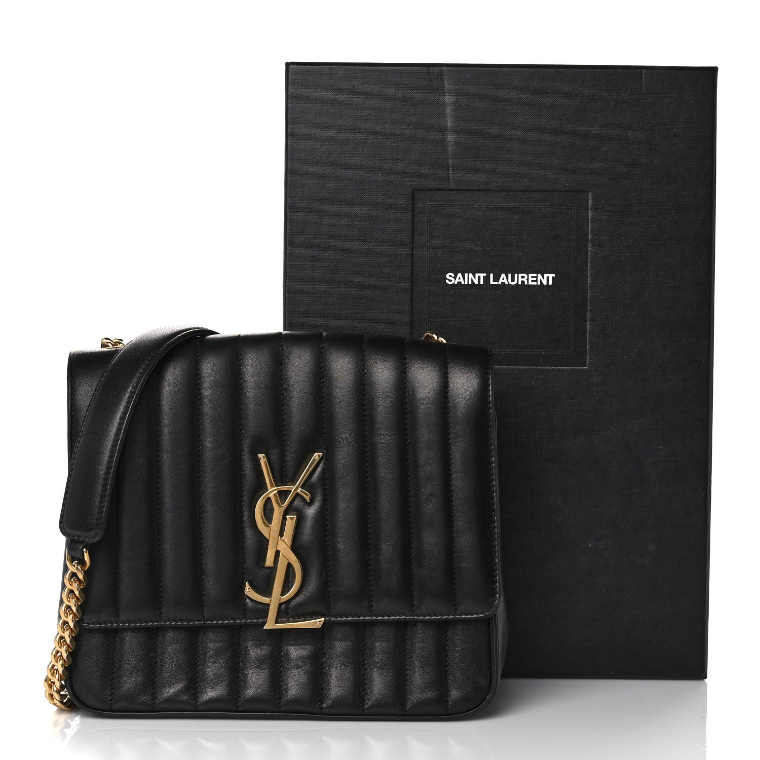 Saint Laurent Lambskin Matelasse Monogram Large Vicky Chain Bag Black 14 of 14
