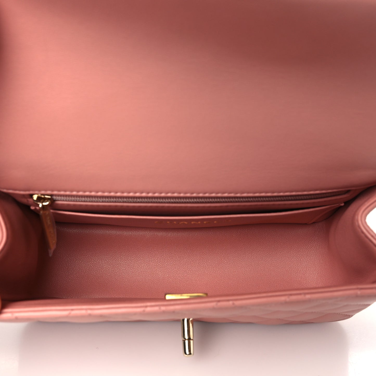 Lambskin Quilted Mini Top Handle Rectangular Flap Pink