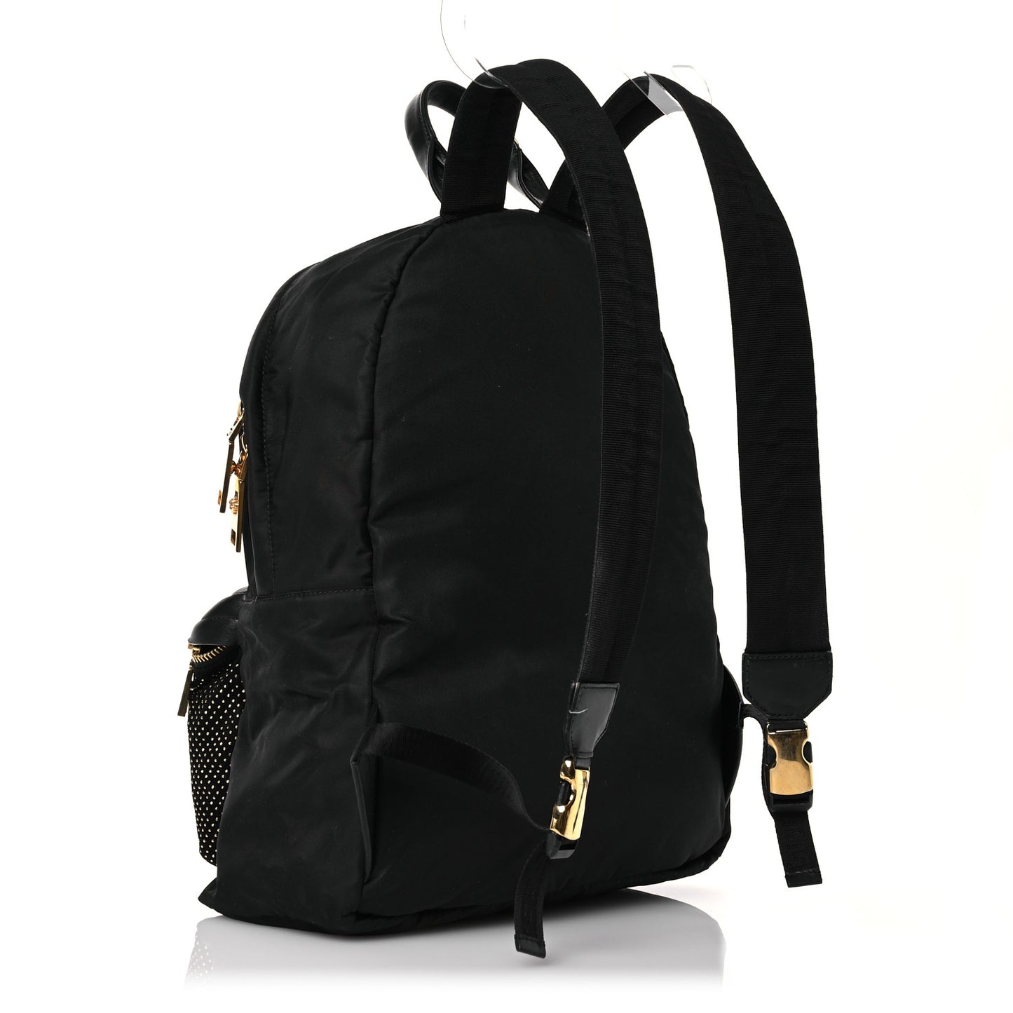 Nylon Goatskin Studded Palazzo Medusa Backpack Black