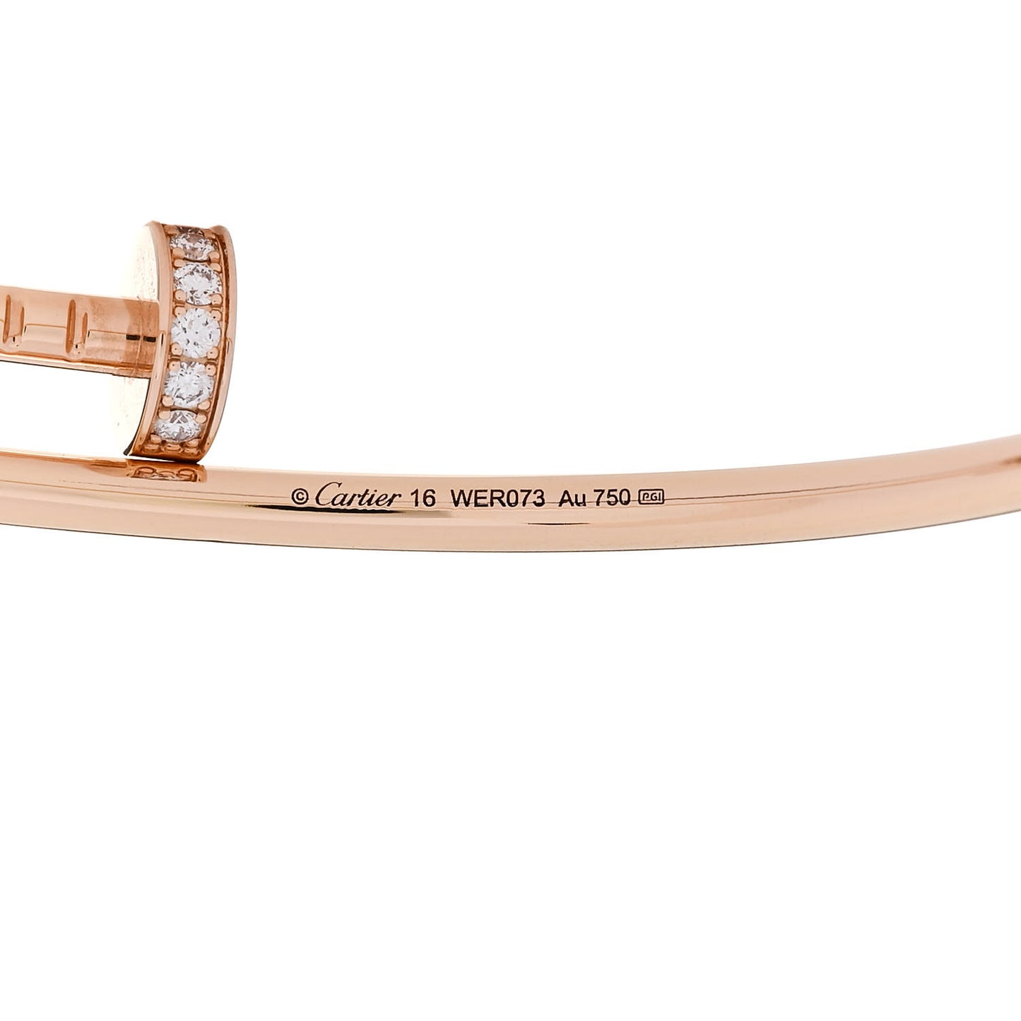 18K Pink Gold Diamond Small Juste Un Clou Bracelet 16