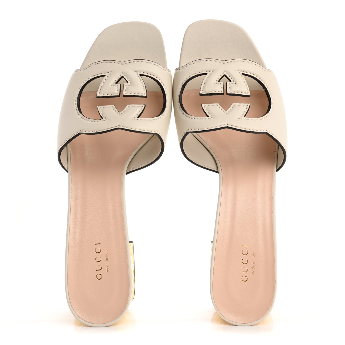 Cosmos Softy Calfskin Interlocking G Cut Out 55mm Slide Sandals 40.5 Mystic White