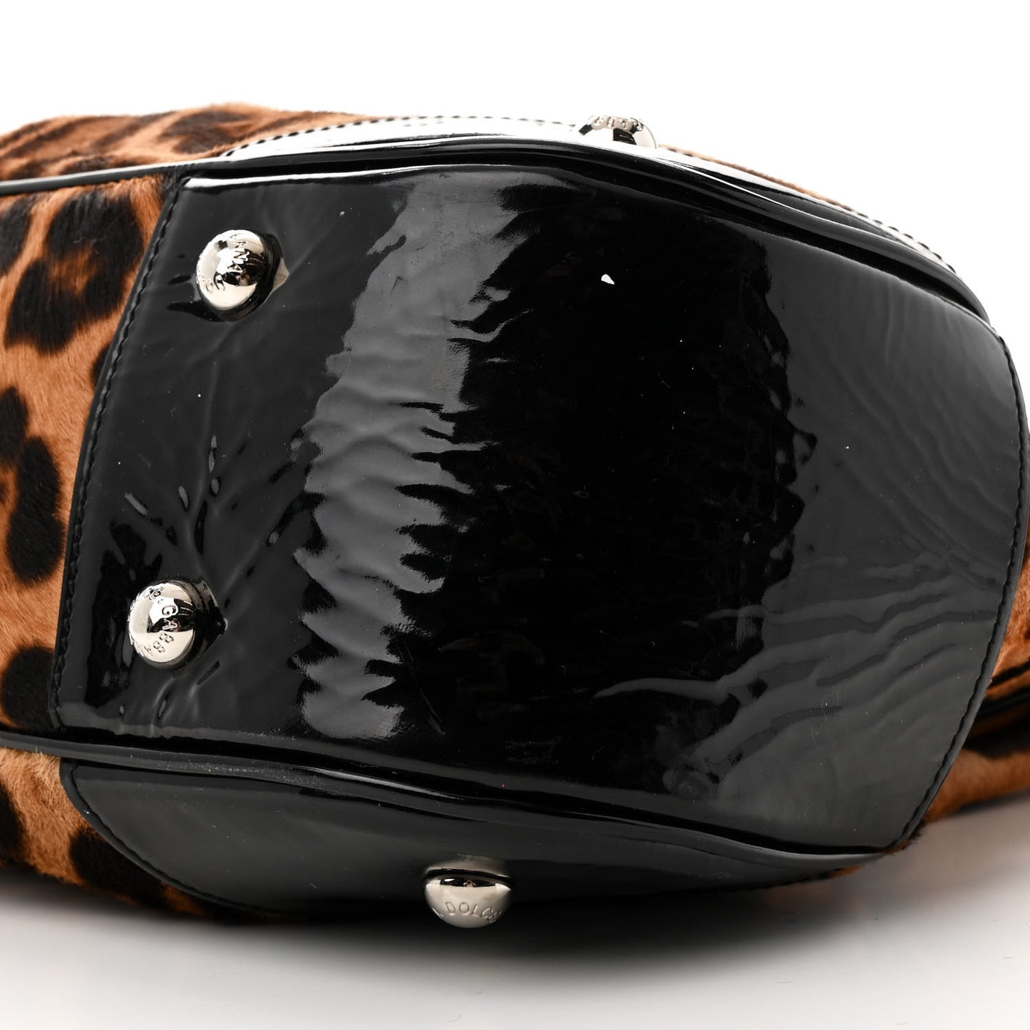 Calf Hair Leopard Print Patent Miss Silky Satchel Naturale