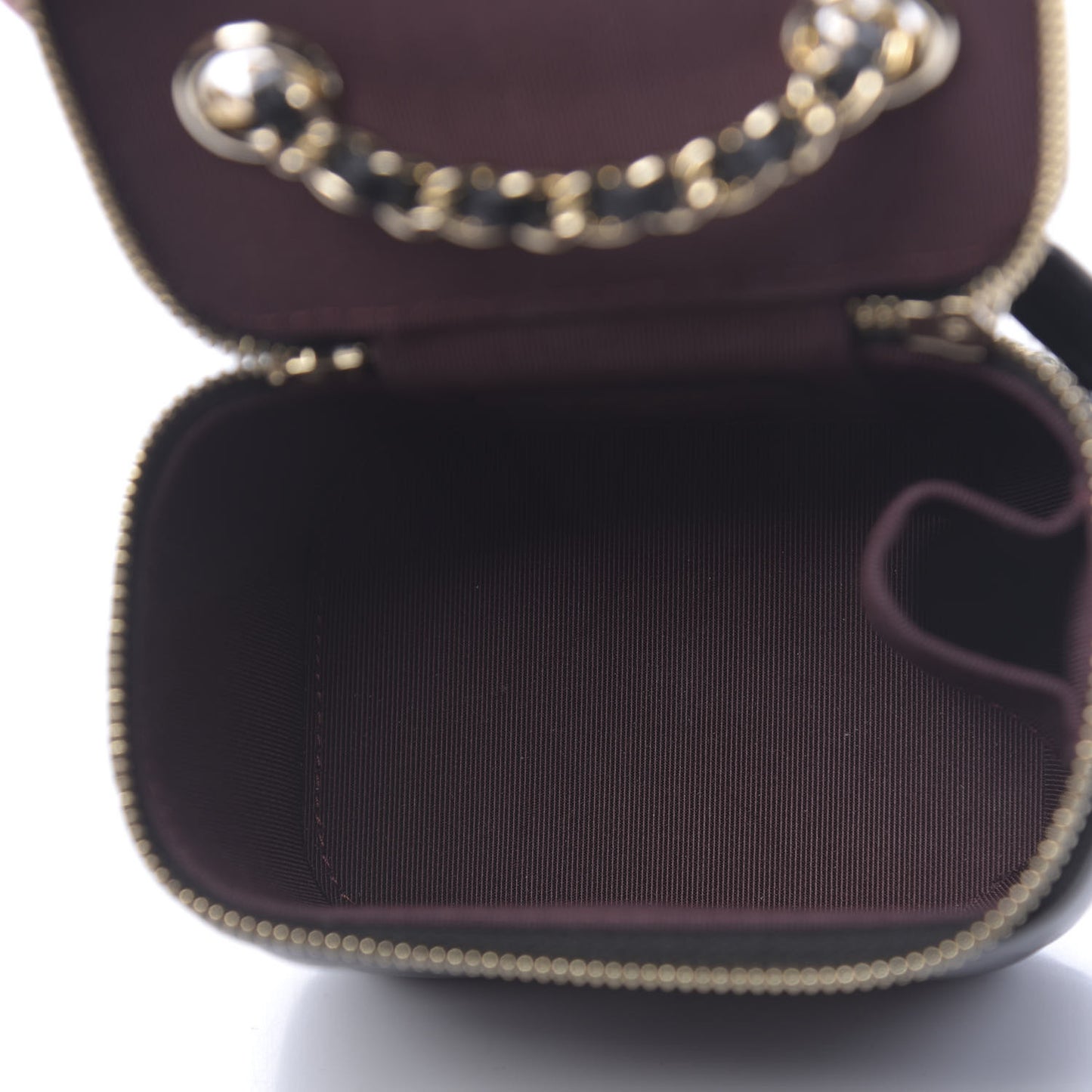 Lambskin Quilted Mini Vanity Case With Chain Black