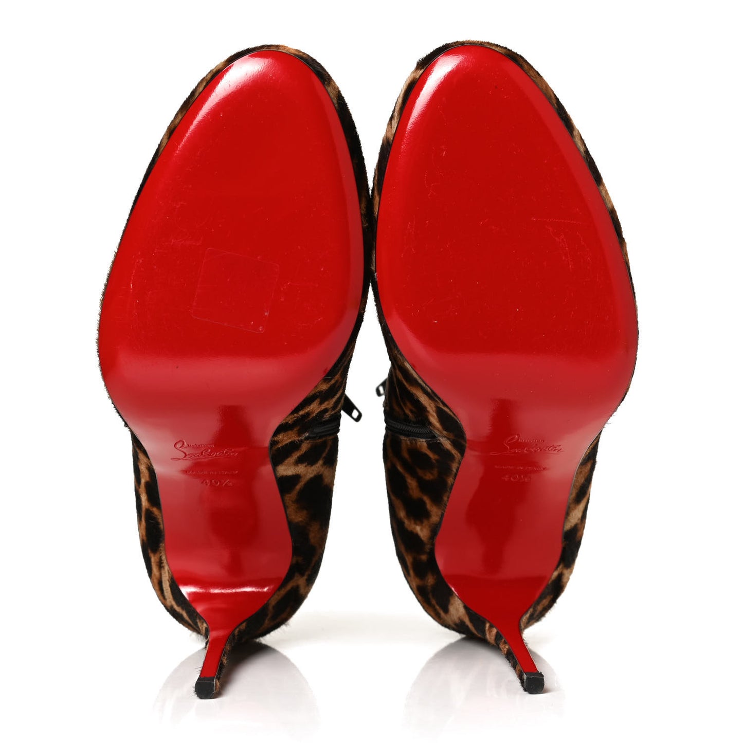 Calf Hair Leopard Print Ankle Boots 40.5