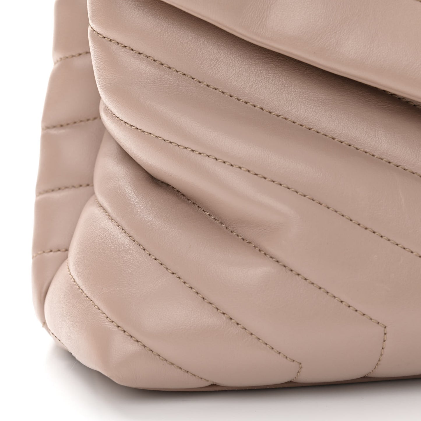 Calfskin Y Quilted Monogram Medium Loulou Chain Satchel Light Natural