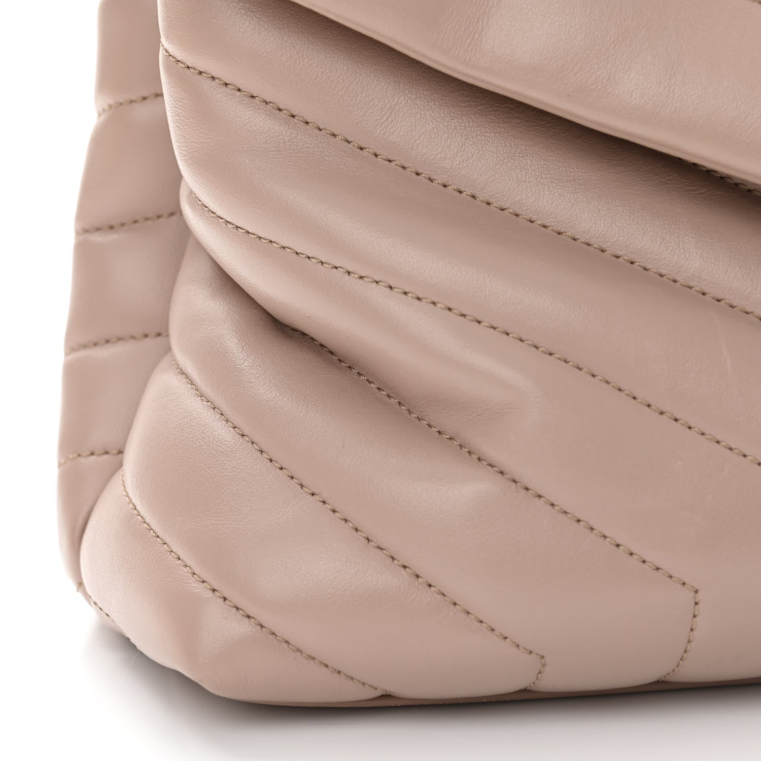 Saint Laurent Calfskin Y Quilted Monogram Medium Loulou Chain Satchel Light Natural 12 of 13