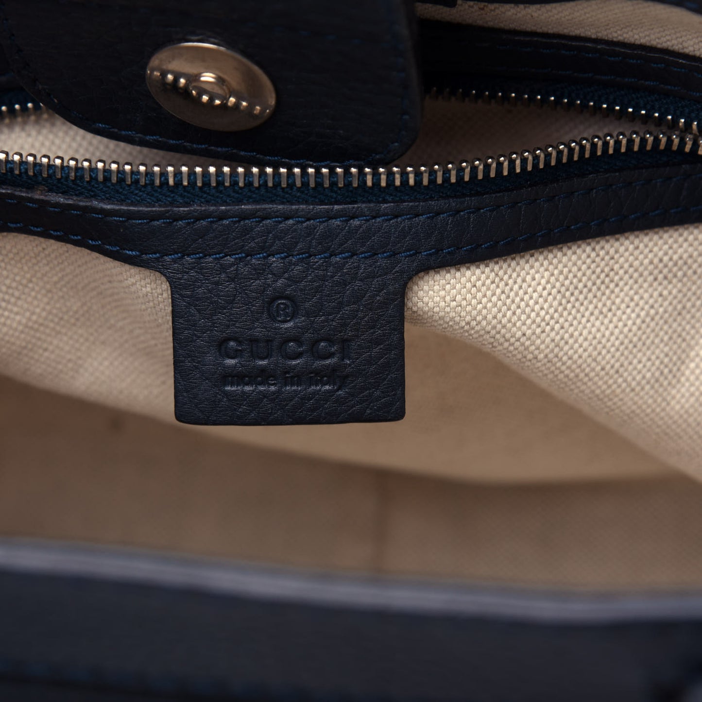 Guccissima Small New Bamboo Tassel Tote Dark Blue