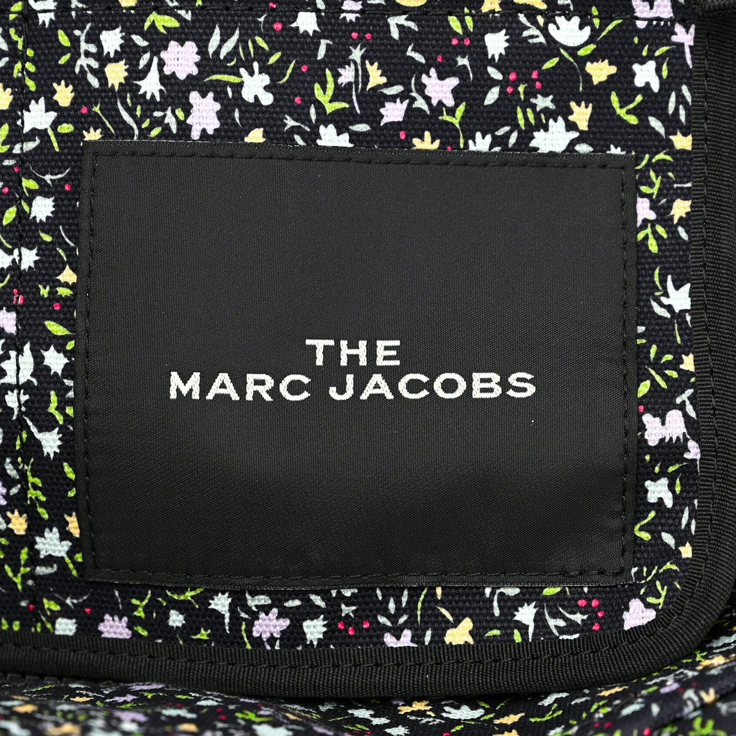 Cotton Canvas Floral Print Medium The Traveler Tote Bag Black