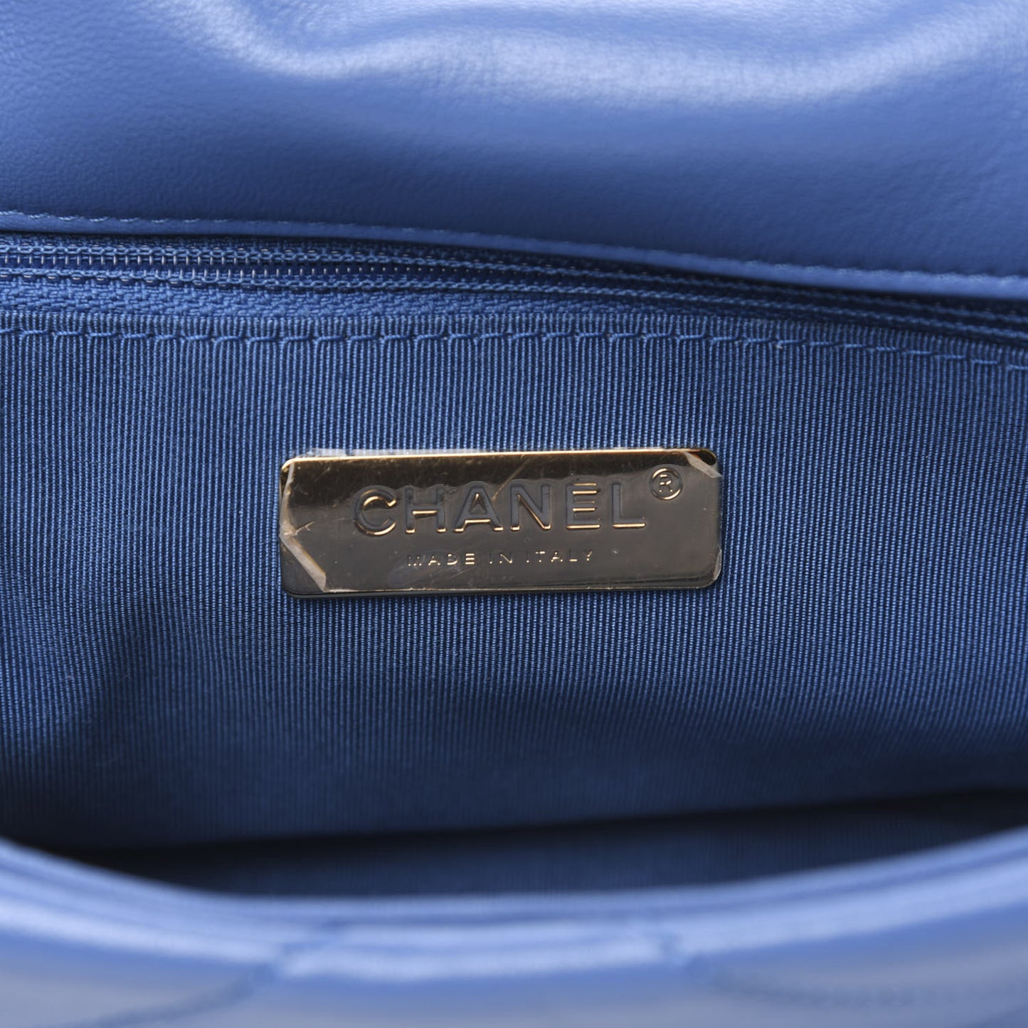 Lambskin Quilted Medium 19 Flap Blue
