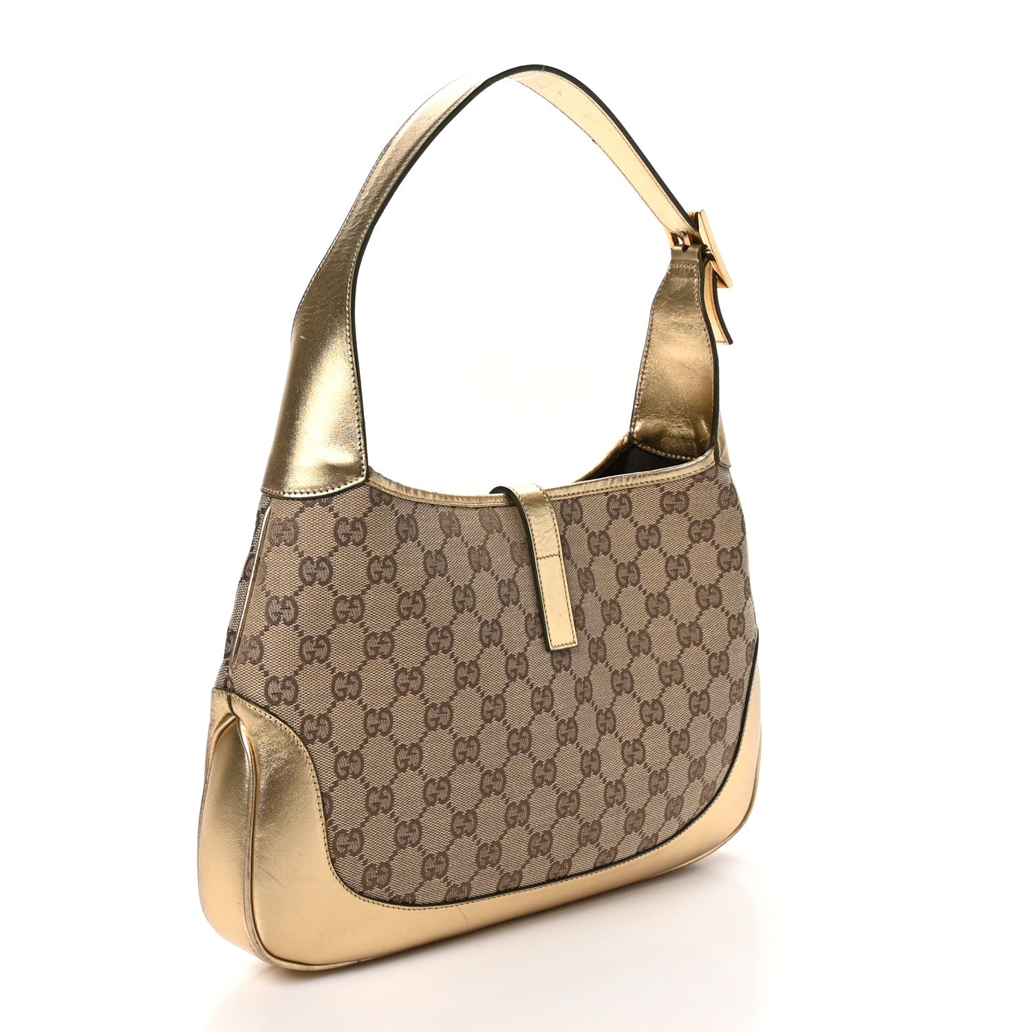 Gucci Monogram Jackie O Hobo Beige Gold 3 of 12