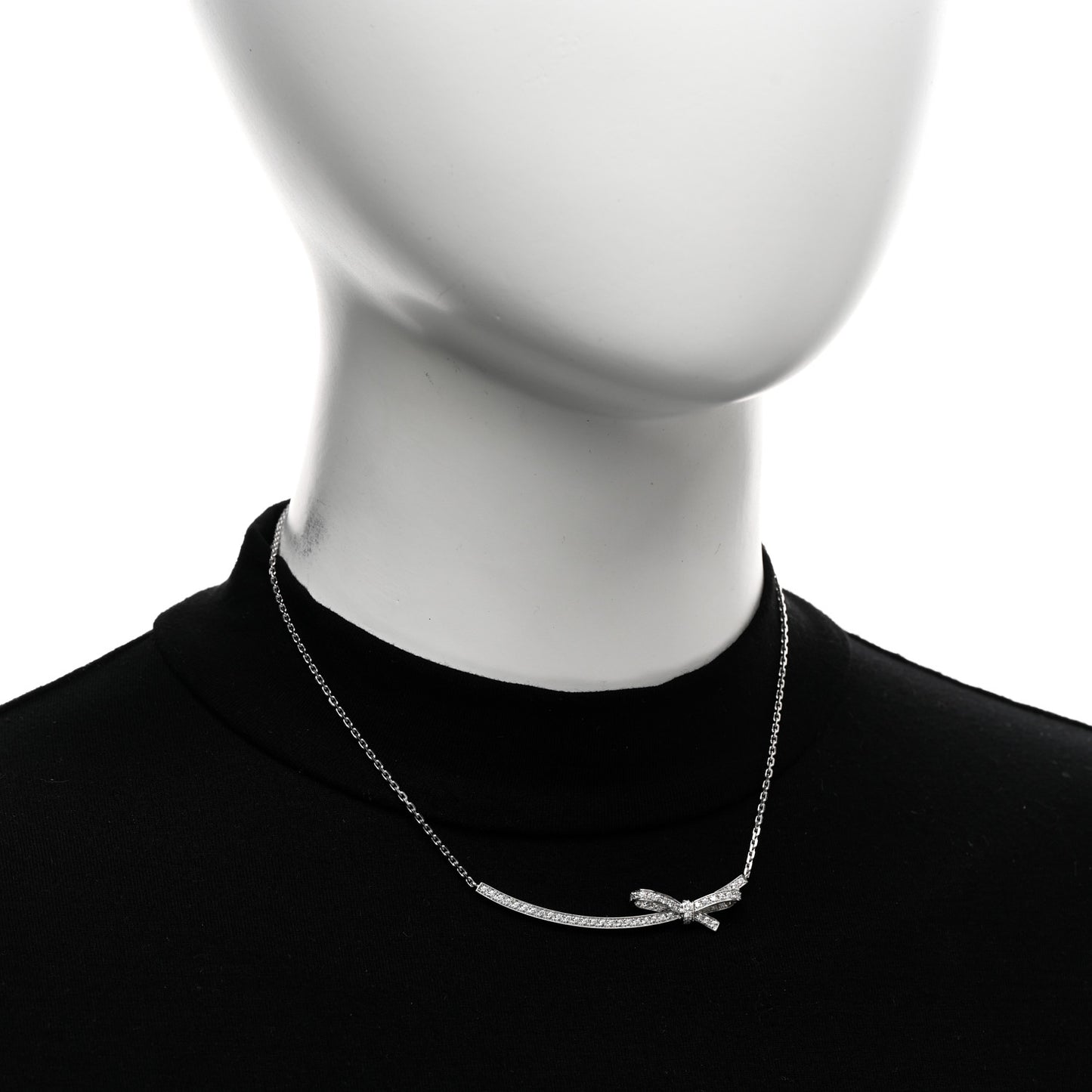 18K White Gold Diamond Ruban Necklace