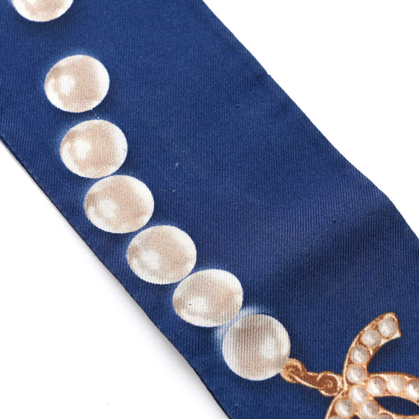 Silk Pearl CC Slim Bandeau Scarf Navy