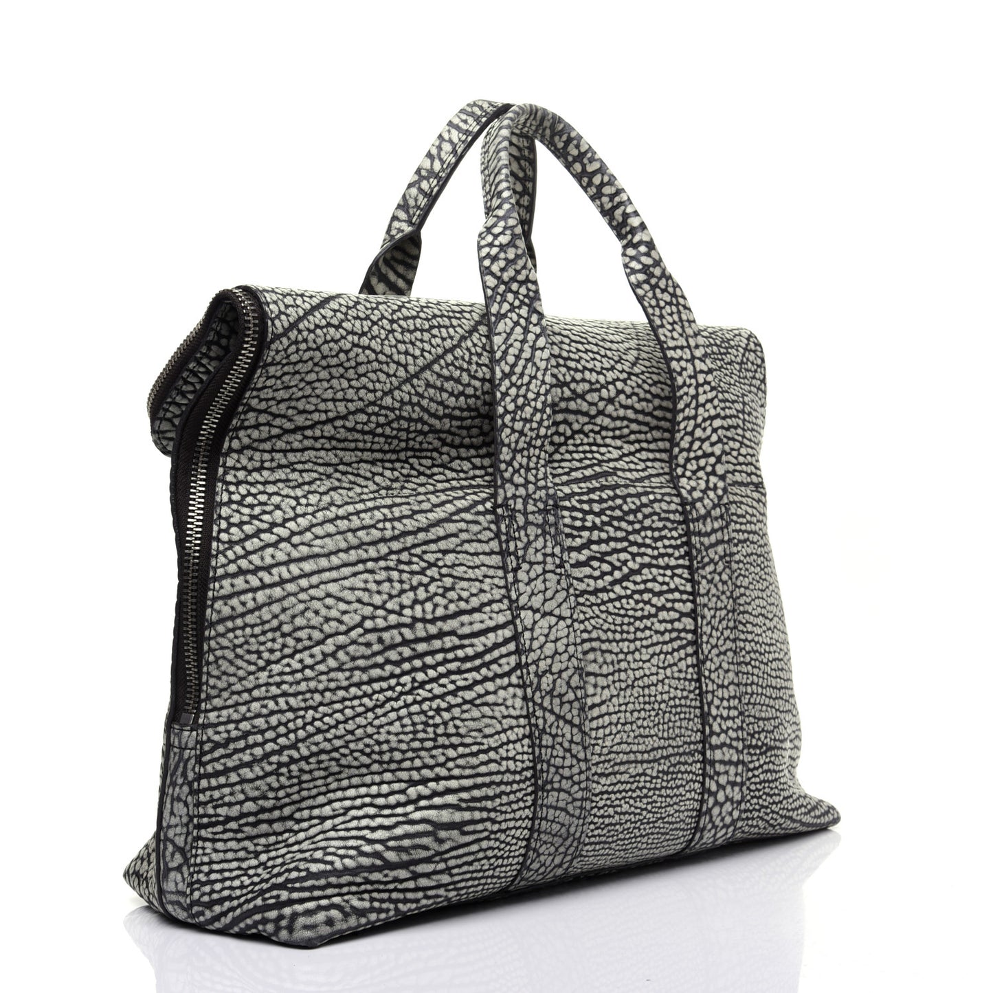 Shark Embossed Calfskin 31 Hour Bag Black Cream