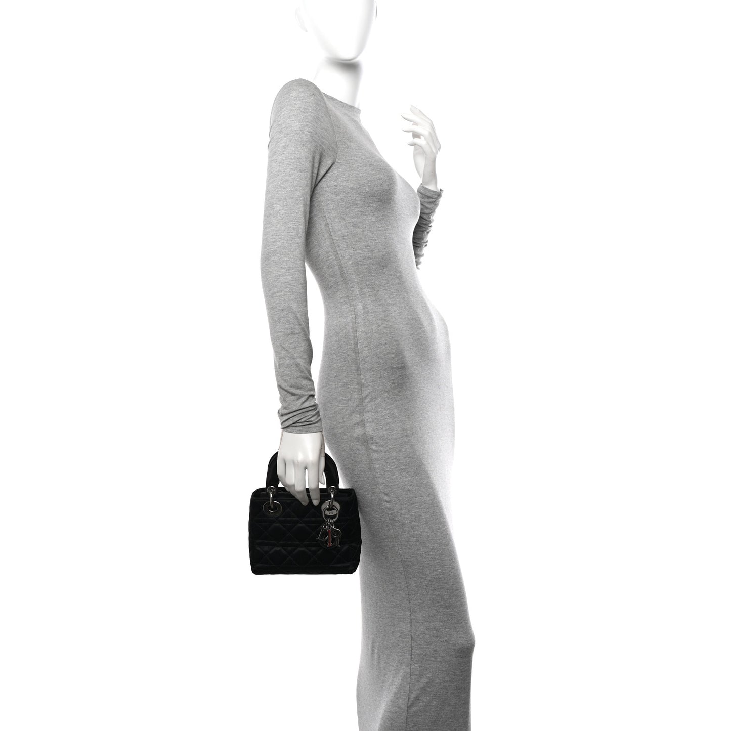 Satin Cannage Mini Lady Dior Black