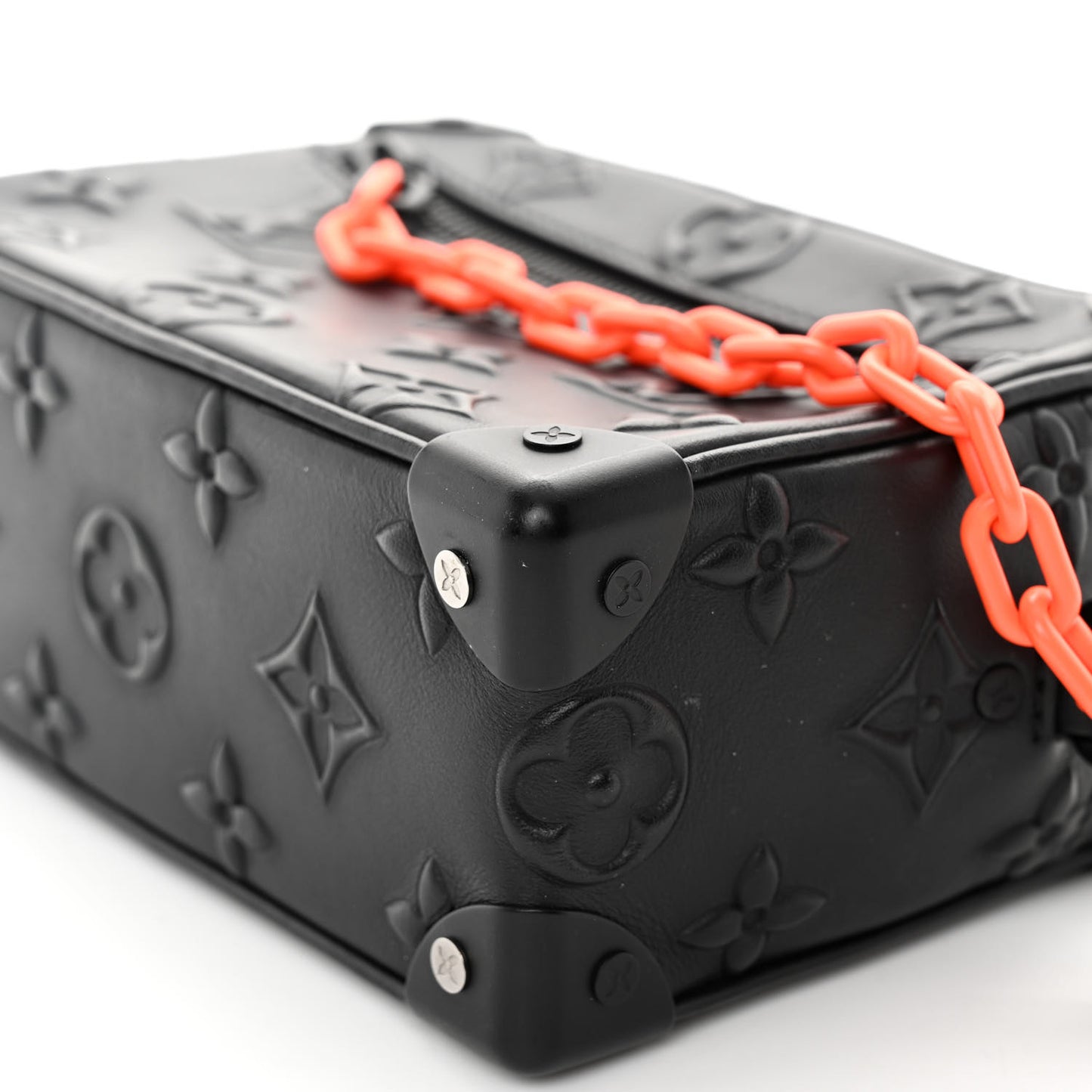 Calfskin Debossed Monogram Solar Ray Mini Soft Trunk Black