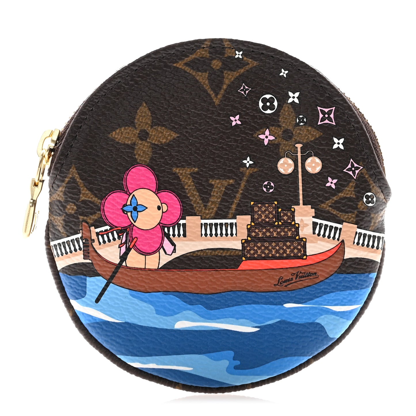 Monogram 2019 Christmas Animation Round Coin Purse Blue