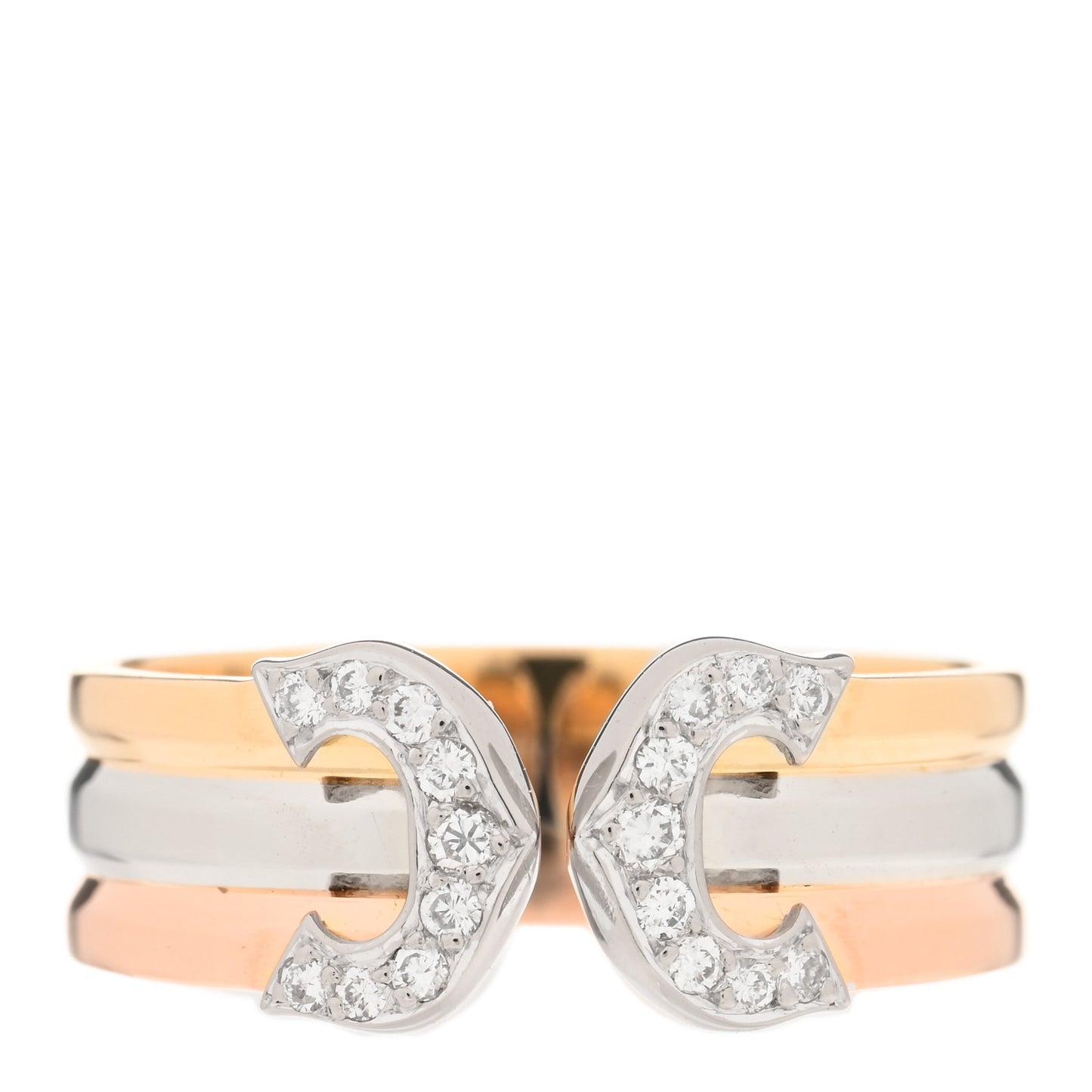 18K Pink Yellow White Gold Diamond C De Cartier Ring 52 6