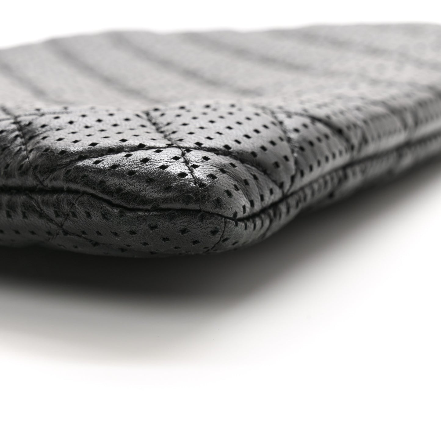 Perforated Lambskin Quilted Medium Cosmetic Case Black