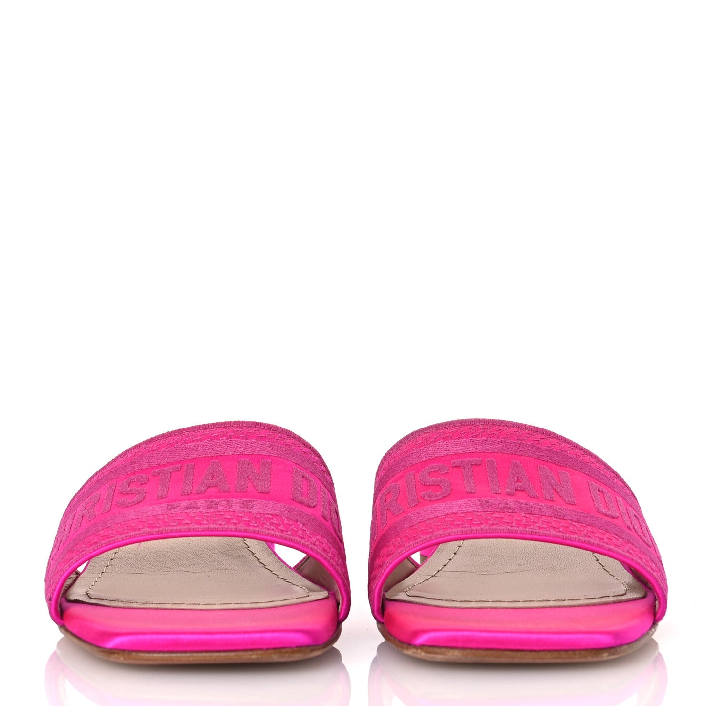 Satin Dioriviera Embroidered Dway 35mm Slide Sandals 37.5 Rani Pink