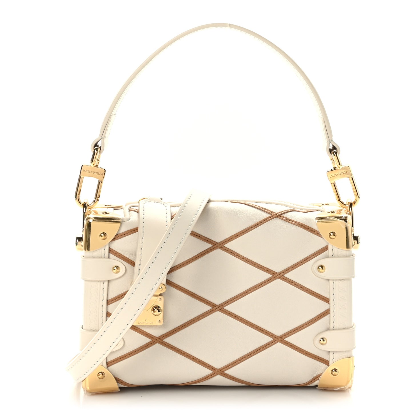 Lambskin Malletage Side Trunk PM Creme Noisette